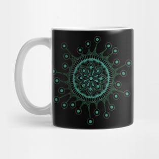 Virus Mandala (black/teal) Mug